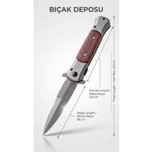 Bıçak Deposu Saruhan Ahşap Kabza Paslanmaz Çelik Katlanır Kamp Çakısı - (21 Cm)