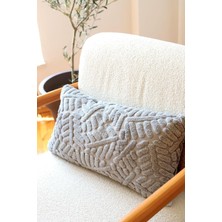 Hamur Home Bohem Özel Punch Panç Desen Dekoratif Dikdörtgen Kırlent Kılıfı 28X50 cm Forest Gri