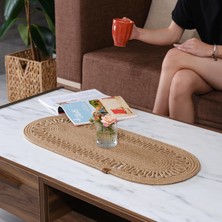 Home Turko Doğal Jüt Dokuma Masa Örtüsü, Örgülü Sehpa Yolluğu, Oval Masa Örtüsü Yemek Masası Veya Teras