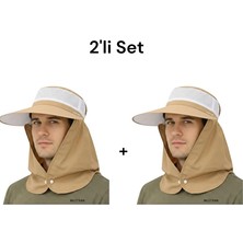 Mustran 2'li Set Geniş Siper Gölgelikli Güneş Korumalı Önden Cırtcırtlı Yazlık Güneş Şapkası Unisex