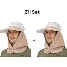 Mustran 2'li Set Geniş Siper Gölgelikli Güneş Korumalı Önden Cırtcırtlı Yazlık Güneş Şapkası Unisex