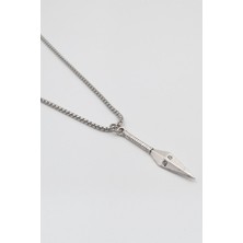 Alooya Anime Ninja Kunai Örme Zincir Kolye - Antik Gümüş Kaplama - Kadın Erkek - 60 cm