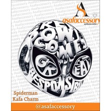 Asaf Accessory Gri Spiderman Kafa Charm Gümüş Kaplama