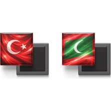 İberk Buzdolap Magnetleri - Maldivler Bayrağı ve Türk Bayrağı - 2'li Set Magneti
