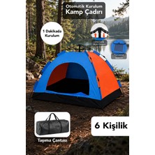 Fischer 6 Kişilik Otomatik Çadır - Pratik ve Hızlı Kurulum Su Geçirmez Bahçe Kamp Çadırı 220X250X165