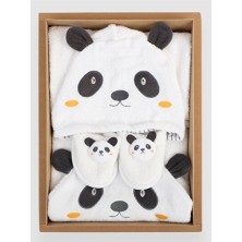 Empressco Yumuşak ve Sevimli Panda Desenli Bambu Bebek Bornoz Seti 0-24 Ay