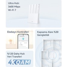 Esranın Dünyası Wi-Fi 7 Router 3600 Mbps Be3, Fiber Destekli