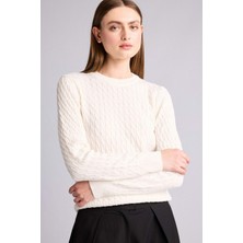 DeFacto Regular Fit Bisiklet Yaka Ekru Kazak H8477AX26WN