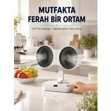 Nemere İthalat Ayarlanabilir Çift Fan Başlıklı Şarjlı Masa Vantilatörü Nemere Ithalat