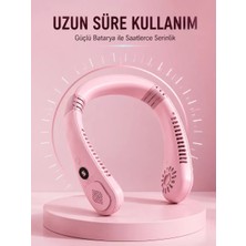 Nemere İthalat Pembe Boyun Fanı Sessiz Çalışan USB Şarjlı Taşınabilir Kişisel Serinletici Nemere Ithalat