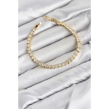 Eco Lounge cm Şerit Model Zirkon Taşlı Vıp Seri Gold Renk Pirinç Kadın Bileklik