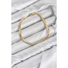 Eco Lounge cm Yassı Yılan Zincir Model Gold Renk Pirinç Kadın Bileklik