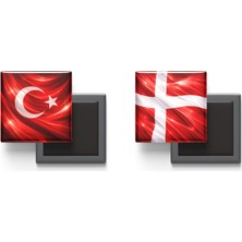 İberk Buzdolap Magnetleri - Danimarka Bayrağı ve Türk Bayrağı - 2'li Set Magneti