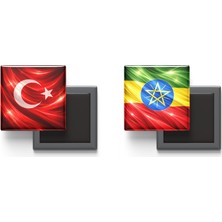 İberk Buzdolap Magnetleri - Etiyopya Bayrağı ve Türk Bayrağı - 2'li Set Magneti