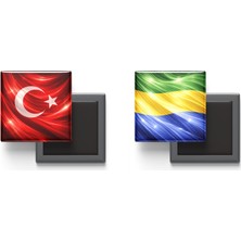 İberk Buzdolap Magnetleri - Gabon Bayrağı ve Türk Bayrağı - 2'li Set Magneti