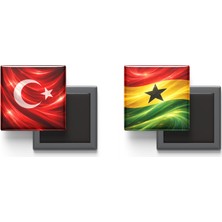 İberk Buzdolap Magnetleri - Gana Bayrağı ve Türk Bayrağı - 2'li Set Magneti
