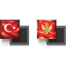 İberk Buzdolap Magnetleri - Karadağ Bayrağı ve Türk Bayrağı - 2'li Set Magneti