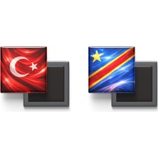 İberk Buzdolap Magnetleri - Kongo Demokratik Cumhuriyeti Bayrağı ve Türk Bayrağı - 2'li Set Magneti