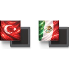 İberk Buzdolap Magnetleri - Meksika Bayrağı ve Türk Bayrağı - 2'li Set Magneti