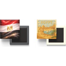 İberk Buzdolap Magnetleri - Mısır Bayrağı ve Paper Cut Tema - 2'li Set Magneti