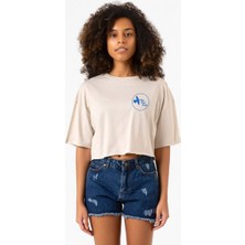 The Mentalist Blue Bird Lodge Bej Kadın Crop Tshirt