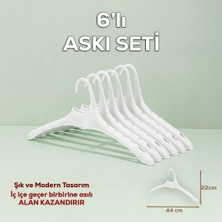 Porsima Harmoni 6 Adet Dolap Içi Düzenleyici Organizer Iç Içe Geçen Askı Tişört Gömlek Elbise Askısı Beyaz