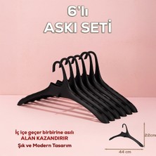 Porsima Harmoni 6 Adet Dolap Içi Düzenleyici Organizer Iç Içe Geçen Askı Tişört Gömlek Elbise Askısı Siyah