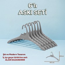 Porsima Harmoni 6 Adet Dolap Içi Düzenleyici Organizer Iç Içe Geçen Askı Tişört Gömlek Elbise Askısı Gri