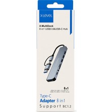X-Level 8 Port USB ve Type-C Çift Girişli Hub Çevirici Adaptör - X-Multidock