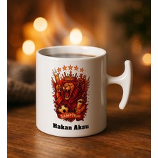 Bk Gift Kişiye Özel Isimli Sarı Kırmızı Taraftar Tasarımlı Hammer Kulplu Beyaz Kupa Bardak-4, Arkadaşa Hediye, Sevgiliye Hediye, Taraftar Hediyesi