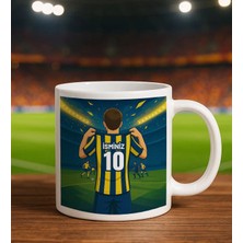 Bk Gift Kişiye Özel Sarı-Lacivert Forma Tasarımlı Beyaz Kupa Bardak, Arkadaşa Hediye, Sevgiliye Hediye, Taraftar Hediyesi
