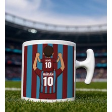 Bk Gift Kişiye Özel Baba&çocuk Bordo-Mavi Forma Tasarımlı Hammer Kulplu Beyaz Kupa Bardak, Arkadaşa Hediye, Sevgiliye Hediye, Taraftar Hediyesi