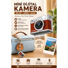 Yenilig Mini Dijital Kamera Selfie Video Vlog Kamerası Anahtarlık 1080P Hd Fotoğraf Makinesi Kahverengi