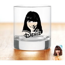 BK Gift Kişiye Özel Renkli Baskılı Isimli Kadın Silüet Viski Bardağı-1