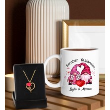 Bk Gift Kişiye Özel Kupa ve Zirkon Taşlı Aşk Çiçeği Kalp Kolye-3, Sevgiliye Hediye, Doğum Günü Hediyesi, Yıl Dönümü Hediyesi