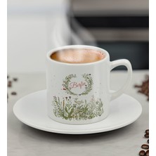 Bk Gift Kişiye Özel Isimli Çiçek Tasarımlı Türk Kahvesi Fincanı-13, Arkadaşa Hediye, Sevgiliye Hediye, Doğum Günü Hediyesi