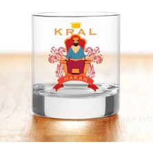 Bk Gift Dtf Kişiye Özel Tahttaki Kral Tasarımlı Viski Kadehi - 1 , Arkadaşa Hediye, Sevgiliye Hediye