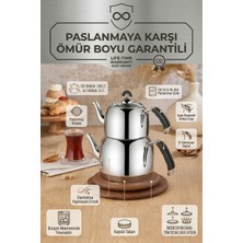 Özkent K-408 Lotus Aile Boy Paslanmaz Çelik Kendinden Süzgeçli Çaydanlık 4,85 Lt (1,85+3lt)