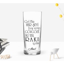 BK Gift Kişiye Özel Renkli Baskılı Rakı Içelim Tasarımlı Rakı Bardağı-1