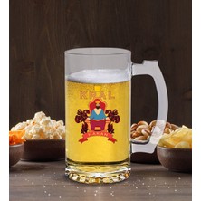 Bk Gift Kişiye Özel Tahttaki Kral Tasarımlı Cam Bira Bardağı 50CL-1 , Babaya Hediye , Babalar Günü Hediyesi, Arkadaşa Hediye