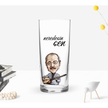 BK Gift Kişiye Özel Renkli Baskılı Neşet Ertaş Tasarımlı Rakı Bardağı-1