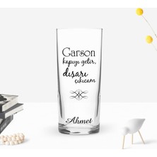 BK Gift Kişiye Özel Renkli Baskılı Garson Kapıyı Getir Tasarımlı Rakı Bardağı-1