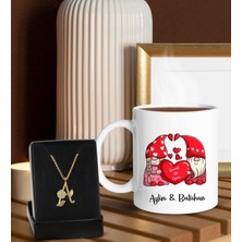 Bk Gift Kişiye Özel Kupa ve Zirkon Taşlı Aşk Çiçeği Harf Kolye-2, Sevgiliye Hediye, Doğum Günü Hediyesi, Yıl Dönümü Hediyesi