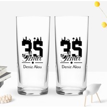 Bk Gift Kişiye Özel Isimli Dtf Izmir Plaka Şehir Tasarımlı Ikili Rakı Bardağı Seti, Arkadaşa Hediye, Sevgiliye Hediye