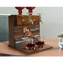 Bk Gift Kişiye Özel Kabartma Manzara Tasarımlı Isimli Çift Musluklu Doğal Ahşap Içki Standı-28, Içki Standı, Doğum Günü Hediyesi, Ev Hediyesi