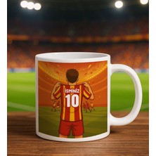 Bk Gift Kişiye Özel Sarı-Kırmızı Forma Tasarımlı Beyaz Kupa Bardak, Arkadaşa Hediye, Sevgiliye Hediye, Taraftar Hediyesi