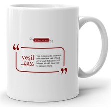 BK Gift Kişiye Özel Yeşil Çay Beyaz Kupa Bardak - 1-2