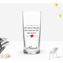 BK Gift Kişiye Özel Renkli Baskılı Sen Bana Hep Gül Tasarımlı Rakı Bardağı-1