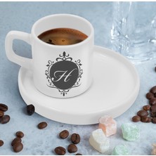 Bk Gift Kişiye Özel Sunum Tabaklı Harfli Kahve Fincanı-5, Sevgiliye Hediye, Aileye Hediye, Arkadaşa Hediye
