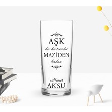 BK Gift Kişiye Özel Renkli Baskılı Aşk Bir Hatıradır Tasarımlı Rakı Bardağı-1